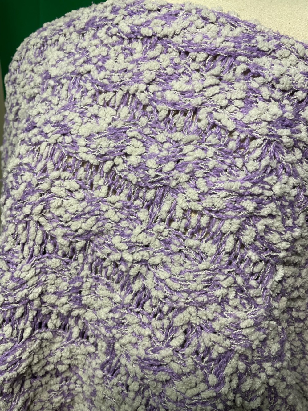 POL Off-Shoulder Chunky Knit Cropped Sweater Lavender Gray Boho Size: Small - Picture 7 of 10